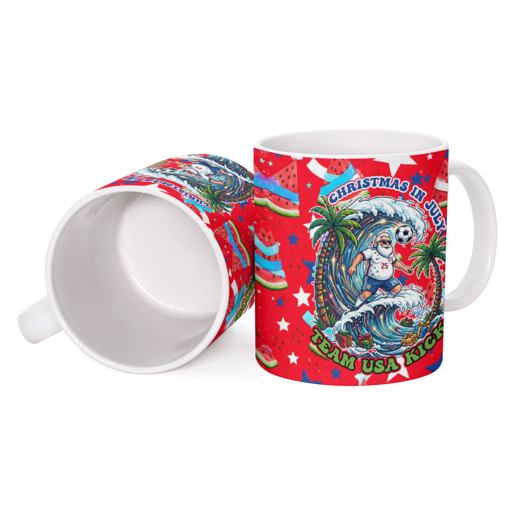 Christmas In July USA Soccer Ceramic Mug Surfing Santa Flamingo Summer Watermelon
