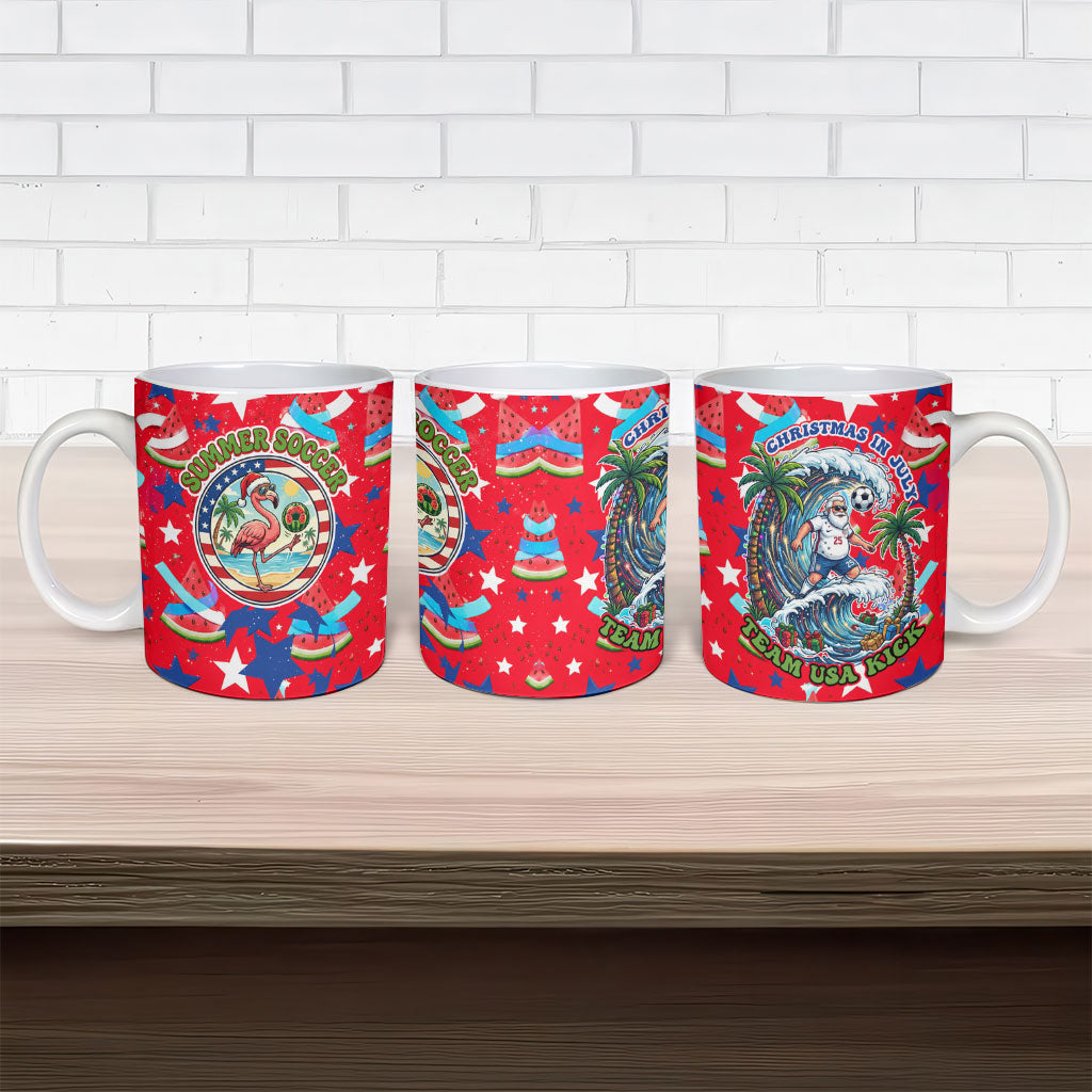 Christmas In July USA Soccer Ceramic Mug Surfing Santa Flamingo Summer Watermelon