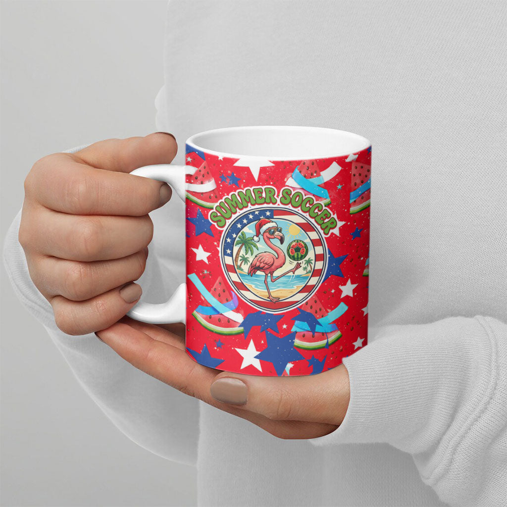 Christmas In July USA Soccer Ceramic Mug Surfing Santa Flamingo Summer Watermelon