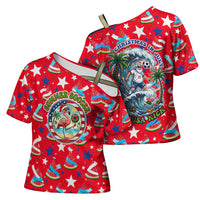 Christmas In July USA Soccer Cross Shoulder Shirt Surfing Santa Flamingo Summer Watermelon