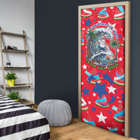 Christmas In July USA Soccer Door Cover Surfing Santa Flamingo Summer Watermelon