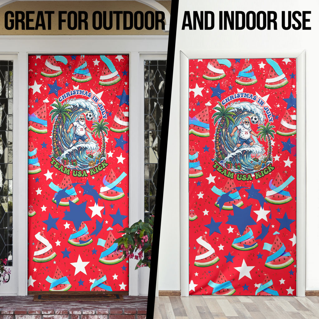 Christmas In July USA Soccer Door Cover Surfing Santa Flamingo Summer Watermelon