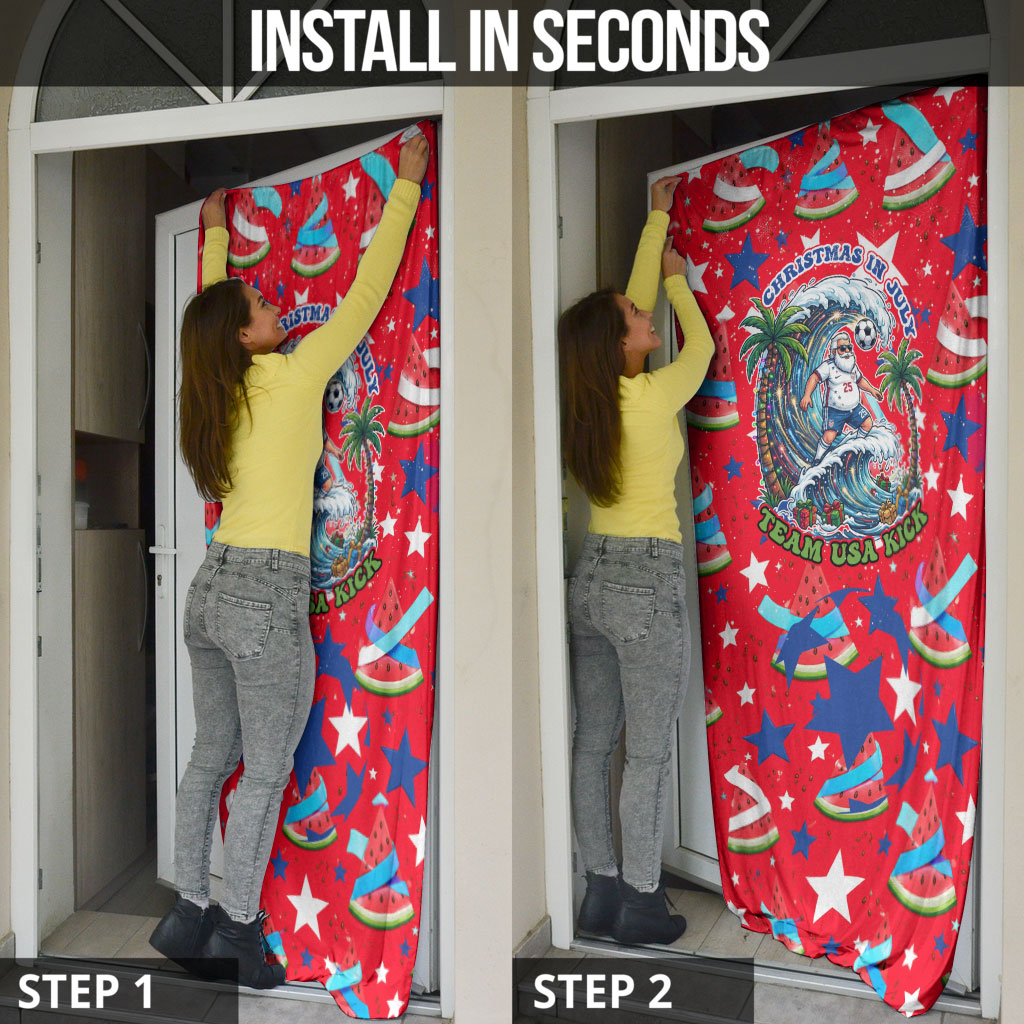 Christmas In July USA Soccer Door Cover Surfing Santa Flamingo Summer Watermelon