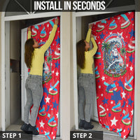Christmas In July USA Soccer Door Cover Surfing Santa Flamingo Summer Watermelon
