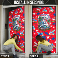 Christmas In July USA Soccer Door Cover Surfing Santa Flamingo Summer Watermelon