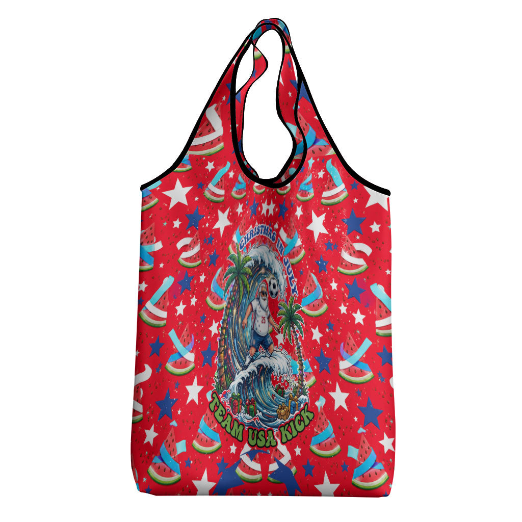 Christmas In July USA Soccer Grocery Bag Surfing Santa Flamingo Summer Watermelon