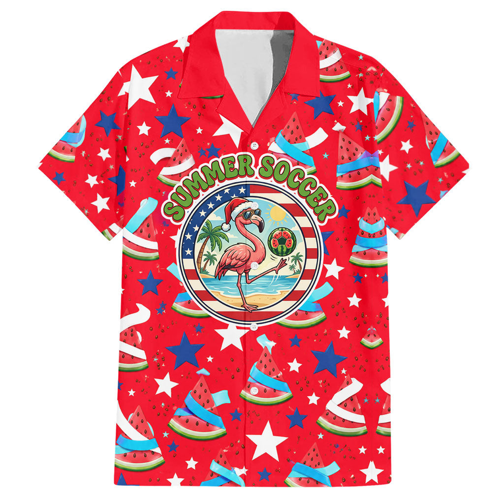 Christmas In July USA Soccer Hawaiian Shirt Surfing Santa Flamingo Summer Watermelon