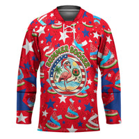 Christmas In July USA Soccer Hockey Jersey Surfing Santa Flamingo Summer Watermelon