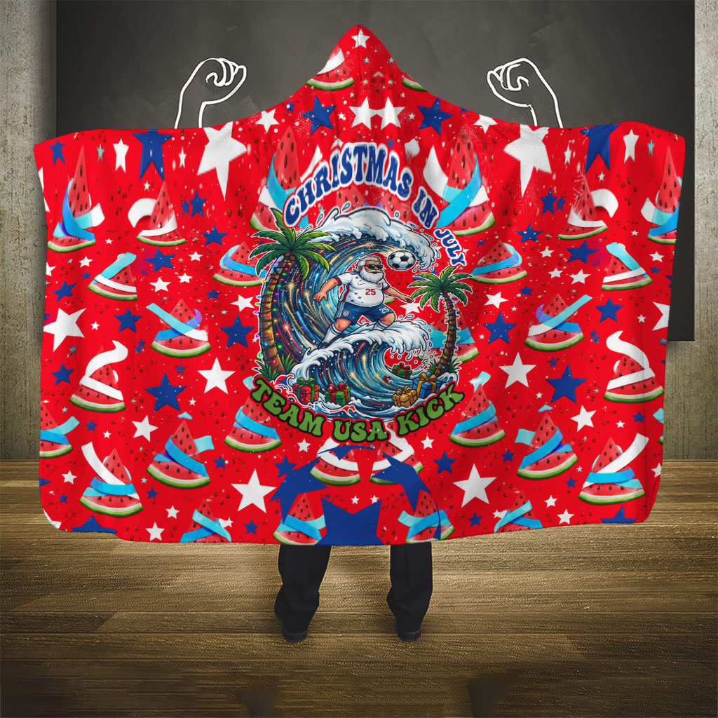 Christmas In July USA Soccer Hooded Blanket Surfing Santa Flamingo Summer Watermelon