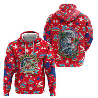 Christmas In July USA Soccer Hoodie Surfing Santa Flamingo Summer Watermelon