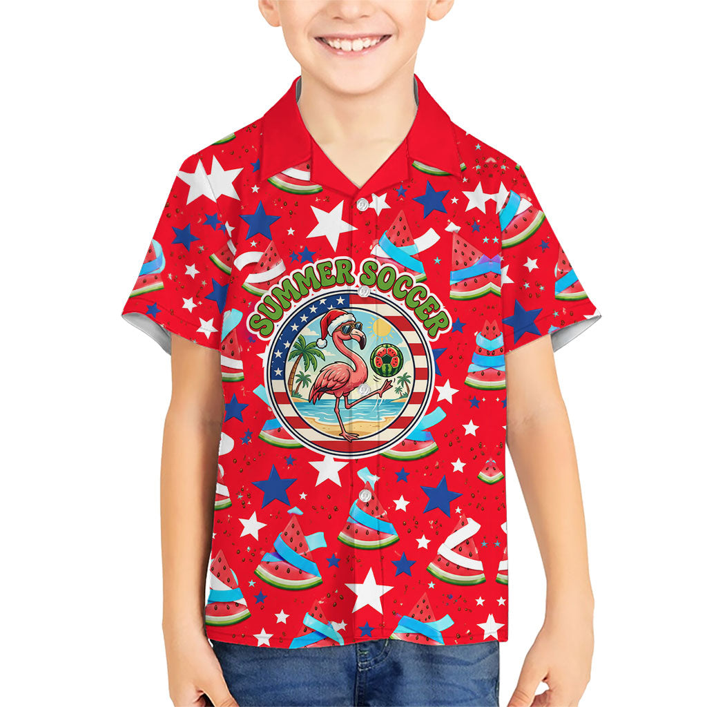 Christmas In July USA Soccer Kid Hawaiian Shirt Surfing Santa Flamingo Summer Watermelon