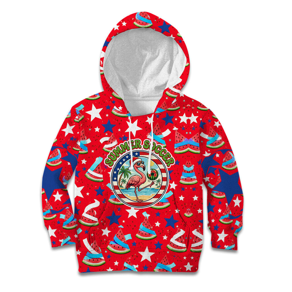 Christmas In July USA Soccer Kid Hoodie Surfing Santa Flamingo Summer Watermelon