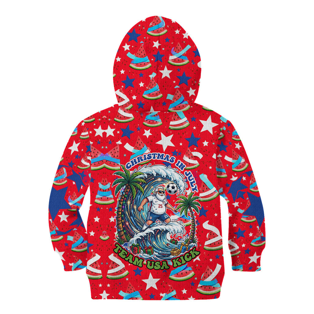 Christmas In July USA Soccer Kid Hoodie Surfing Santa Flamingo Summer Watermelon