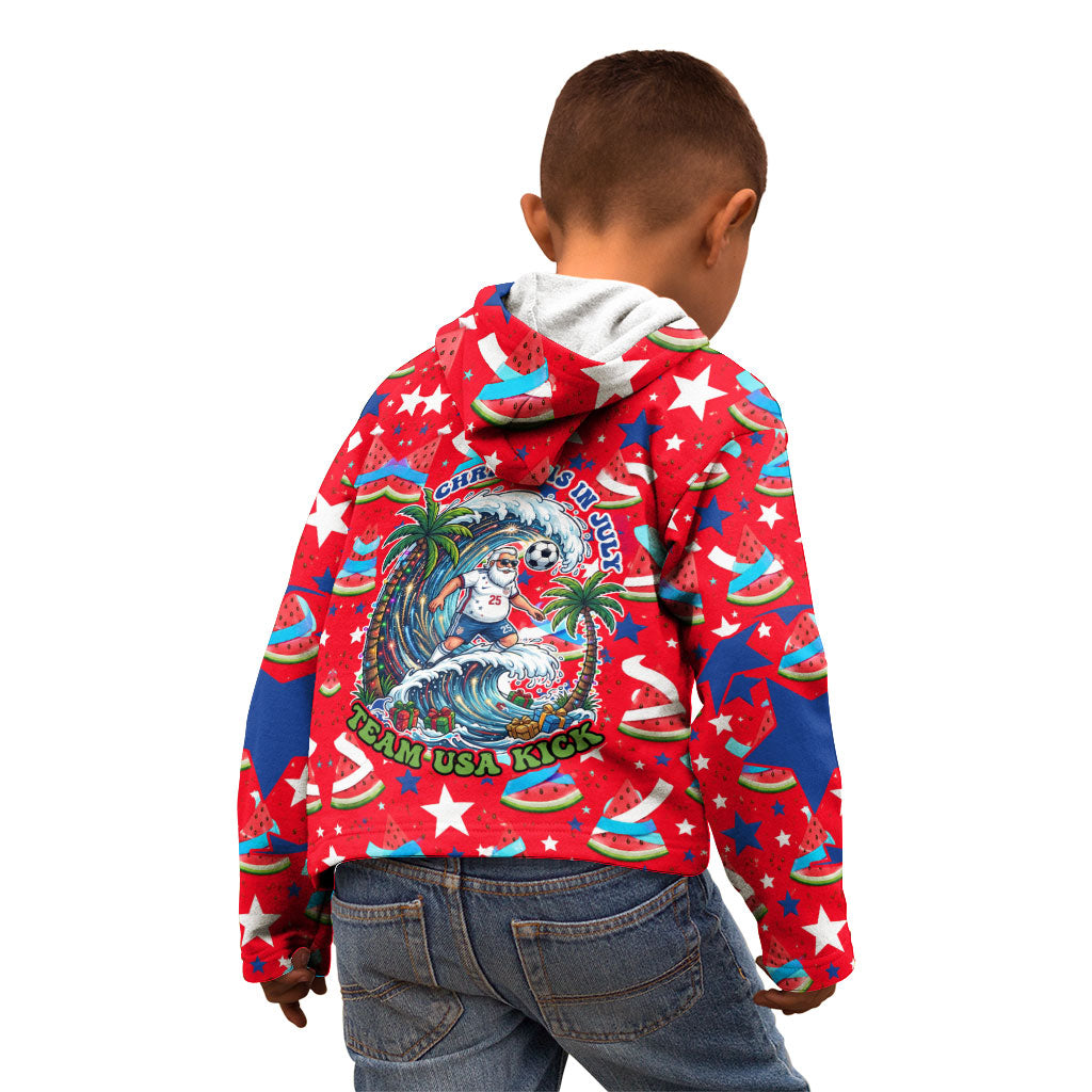 Christmas In July USA Soccer Kid Hoodie Surfing Santa Flamingo Summer Watermelon