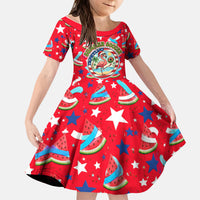 Christmas In July USA Soccer Kid Short Sleeve Dress Surfing Santa Flamingo Summer Watermelon