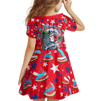 Christmas In July USA Soccer Kid Short Sleeve Dress Surfing Santa Flamingo Summer Watermelon