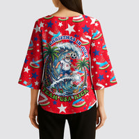 Christmas In July USA Soccer Kimono Sleeve Blouse Surfing Santa Flamingo Summer Watermelon