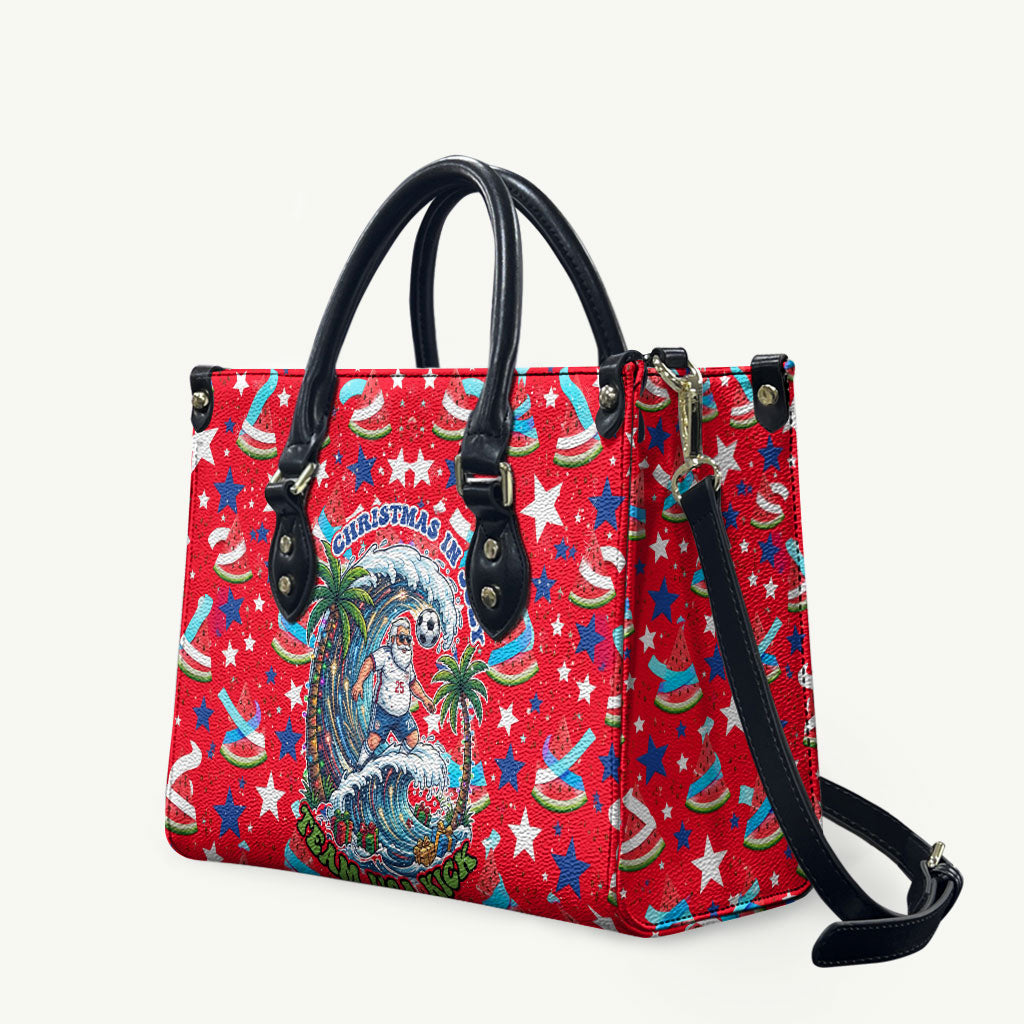 Christmas In July USA Soccer Leather Bag Surfing Santa Flamingo Summer Watermelon