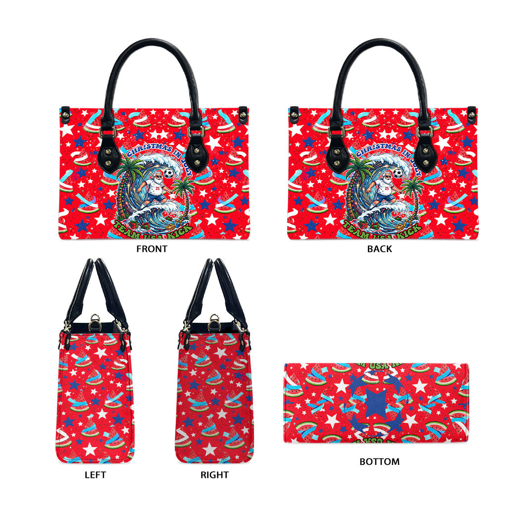 Christmas In July USA Soccer Leather Bag Surfing Santa Flamingo Summer Watermelon