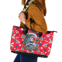 Christmas In July USA Soccer Leather Tote Bag Surfing Santa Flamingo Summer Watermelon