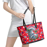 Christmas In July USA Soccer Leather Tote Bag Surfing Santa Flamingo Summer Watermelon