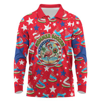 Christmas In July USA Soccer Long Sleeve Polo Shirt Surfing Santa Flamingo Summer Watermelon