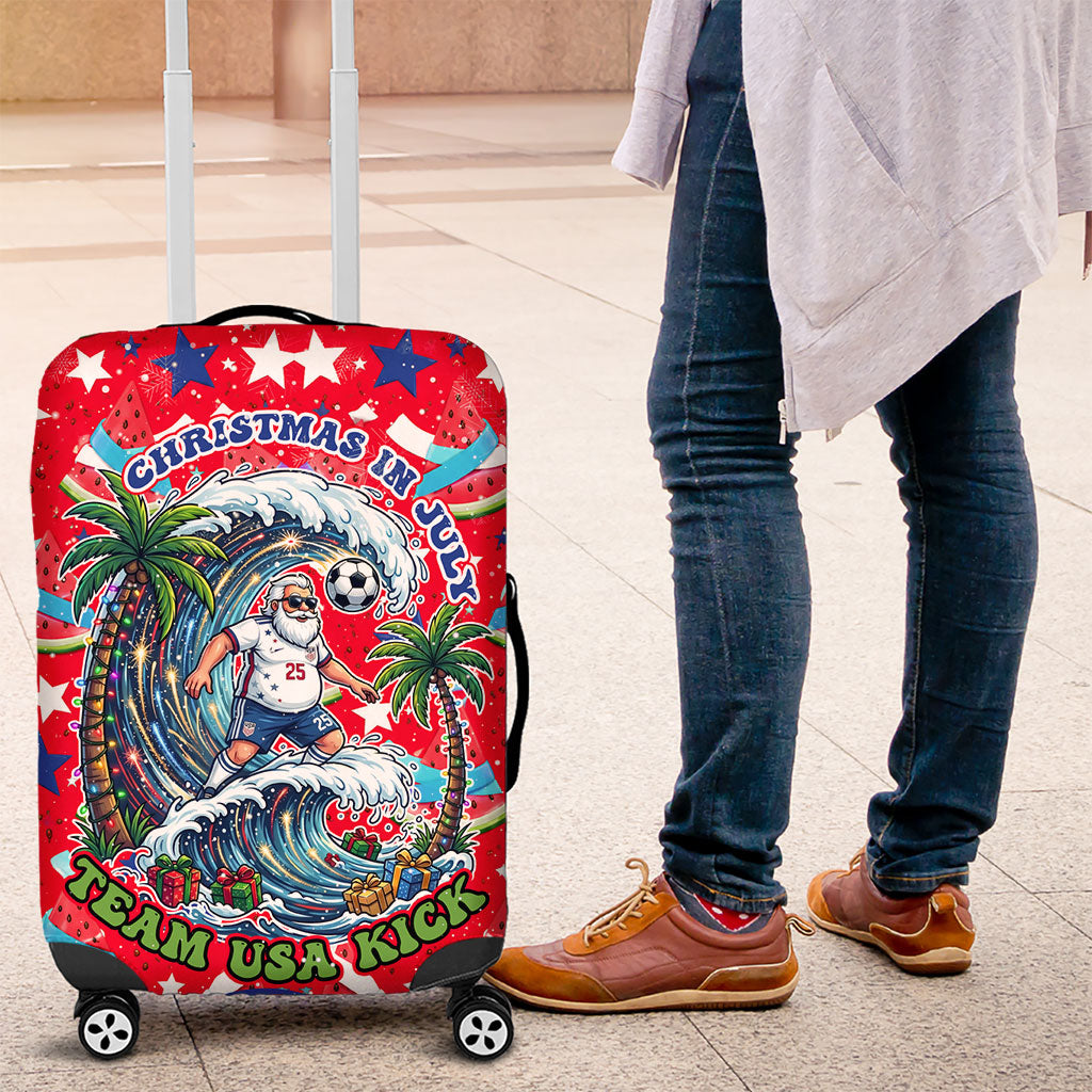 Christmas In July USA Soccer Luggage Cover Surfing Santa Flamingo Summer Watermelon