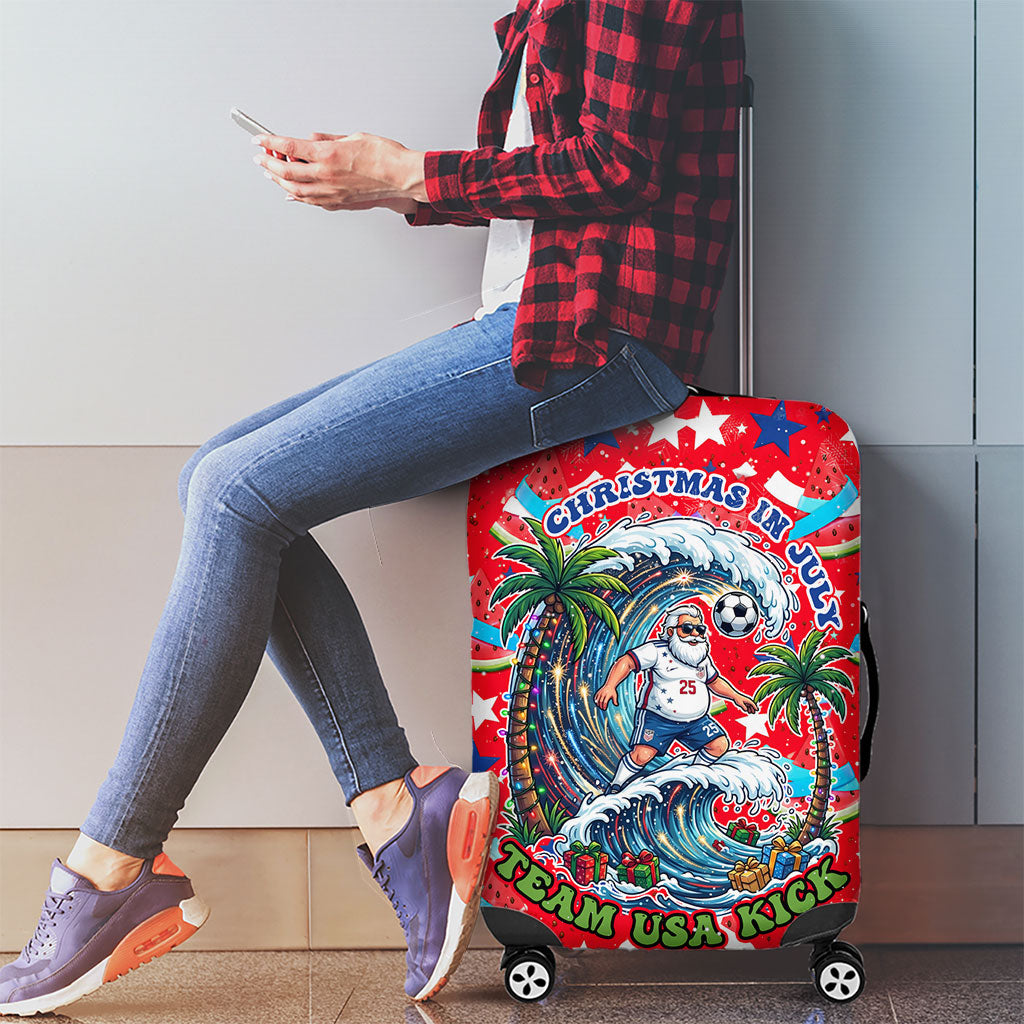 Christmas In July USA Soccer Luggage Cover Surfing Santa Flamingo Summer Watermelon