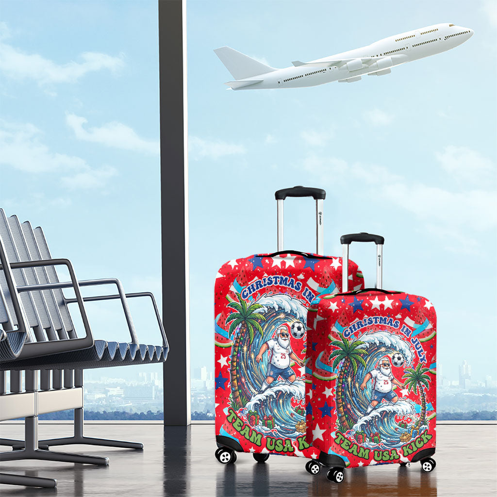 Christmas In July USA Soccer Luggage Cover Surfing Santa Flamingo Summer Watermelon