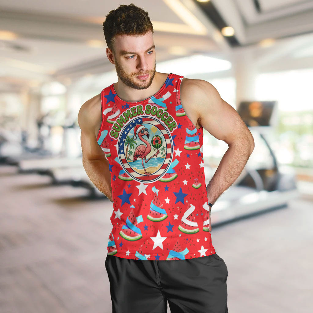 Christmas In July USA Soccer Men Tank Top Surfing Santa Flamingo Summer Watermelon