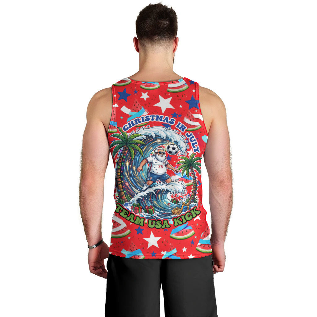 Christmas In July USA Soccer Men Tank Top Surfing Santa Flamingo Summer Watermelon