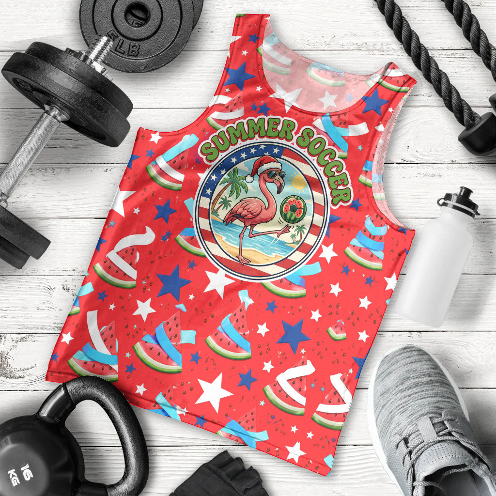 Christmas In July USA Soccer Men Tank Top Surfing Santa Flamingo Summer Watermelon