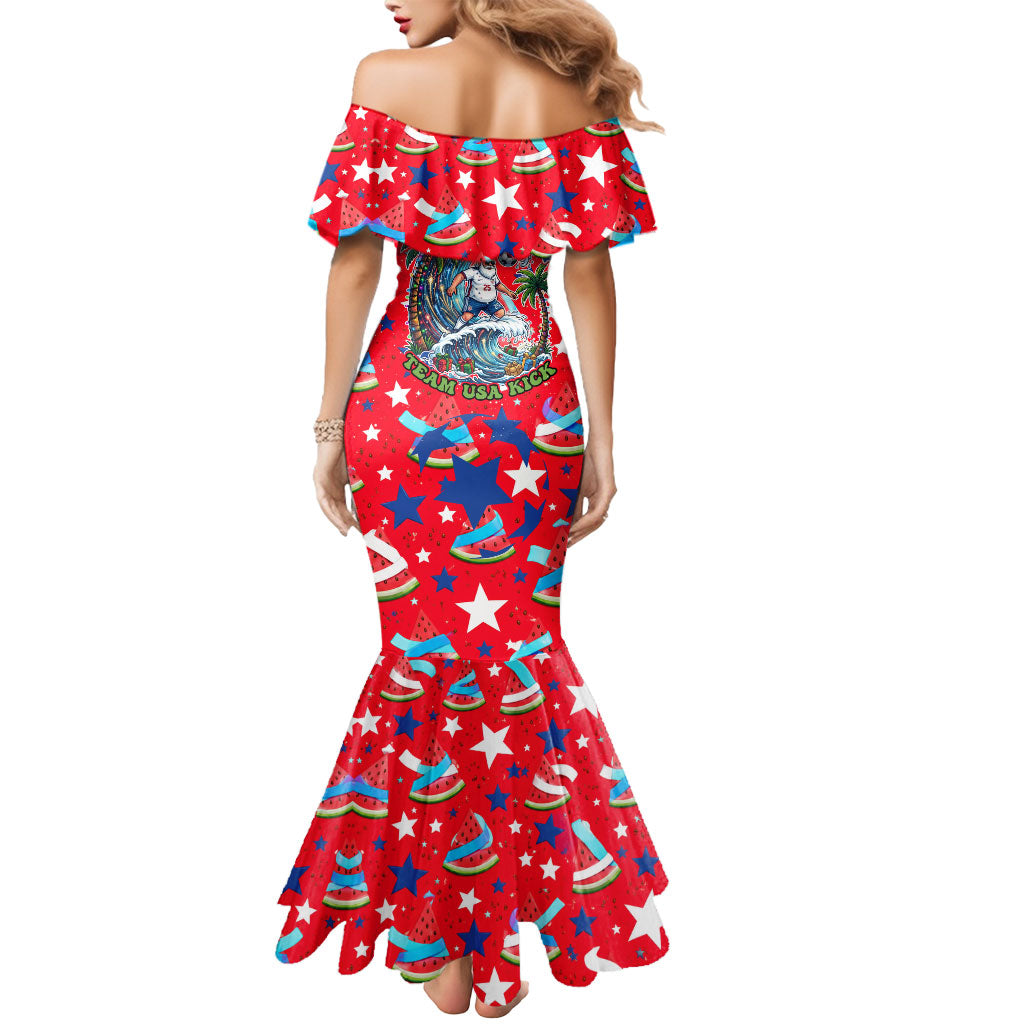 Christmas In July USA Soccer Mermaid Dress Surfing Santa Flamingo Summer Watermelon