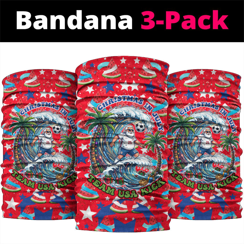 Christmas In July USA Soccer Neck Gaiter Surfing Santa Flamingo Summer Watermelon