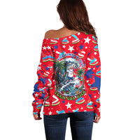 Christmas In July USA Soccer Off Shoulder Sweater Surfing Santa Flamingo Summer Watermelon