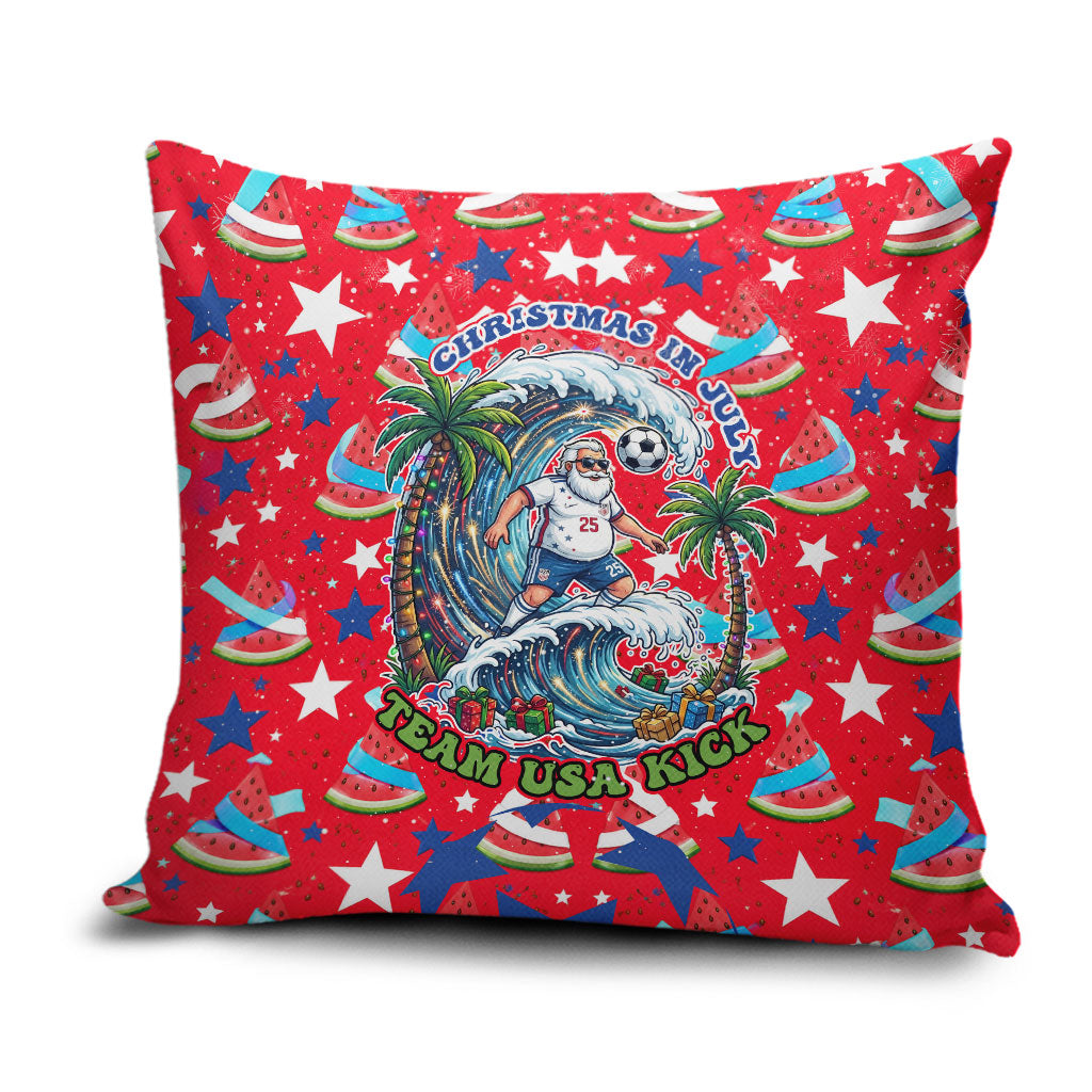Christmas In July USA Soccer Pillow Cover Surfing Santa Flamingo Summer Watermelon
