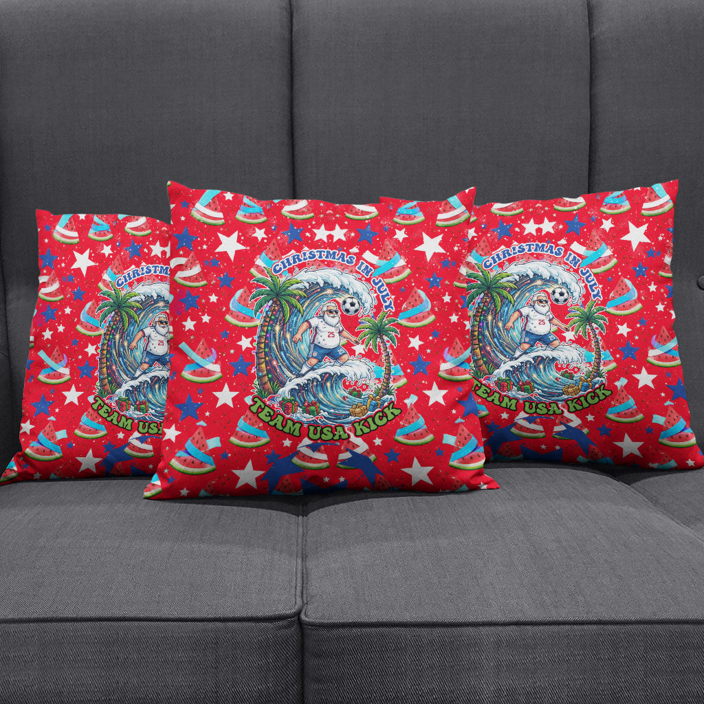 Christmas In July USA Soccer Pillow Cover Surfing Santa Flamingo Summer Watermelon