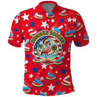 Christmas In July USA Soccer Polo Shirt Surfing Santa Flamingo Summer Watermelon