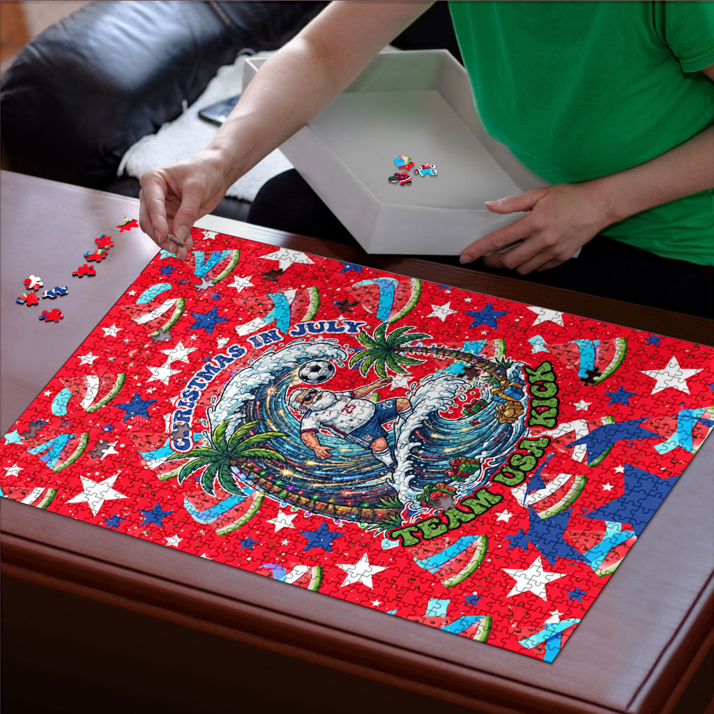 Christmas In July USA Soccer Puzzle Surfing Santa Flamingo Summer Watermelon