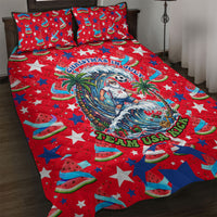 Christmas In July USA Soccer Quilt Bed Set Surfing Santa Flamingo Summer Watermelon
