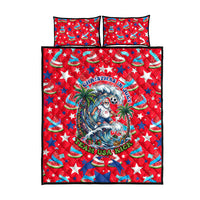 Christmas In July USA Soccer Quilt Bed Set Surfing Santa Flamingo Summer Watermelon