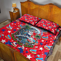 Christmas In July USA Soccer Quilt Bed Set Surfing Santa Flamingo Summer Watermelon