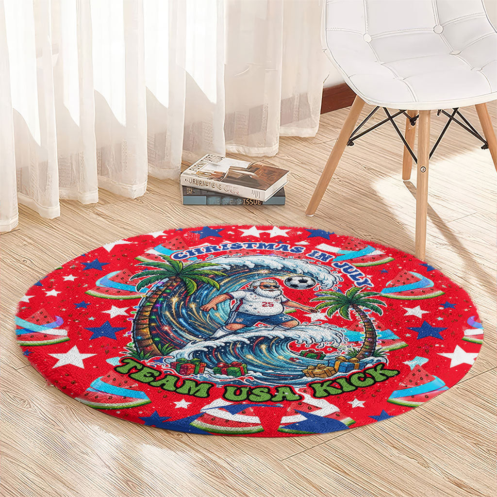 Christmas In July USA Soccer Round Carpet Surfing Santa Flamingo Summer Watermelon