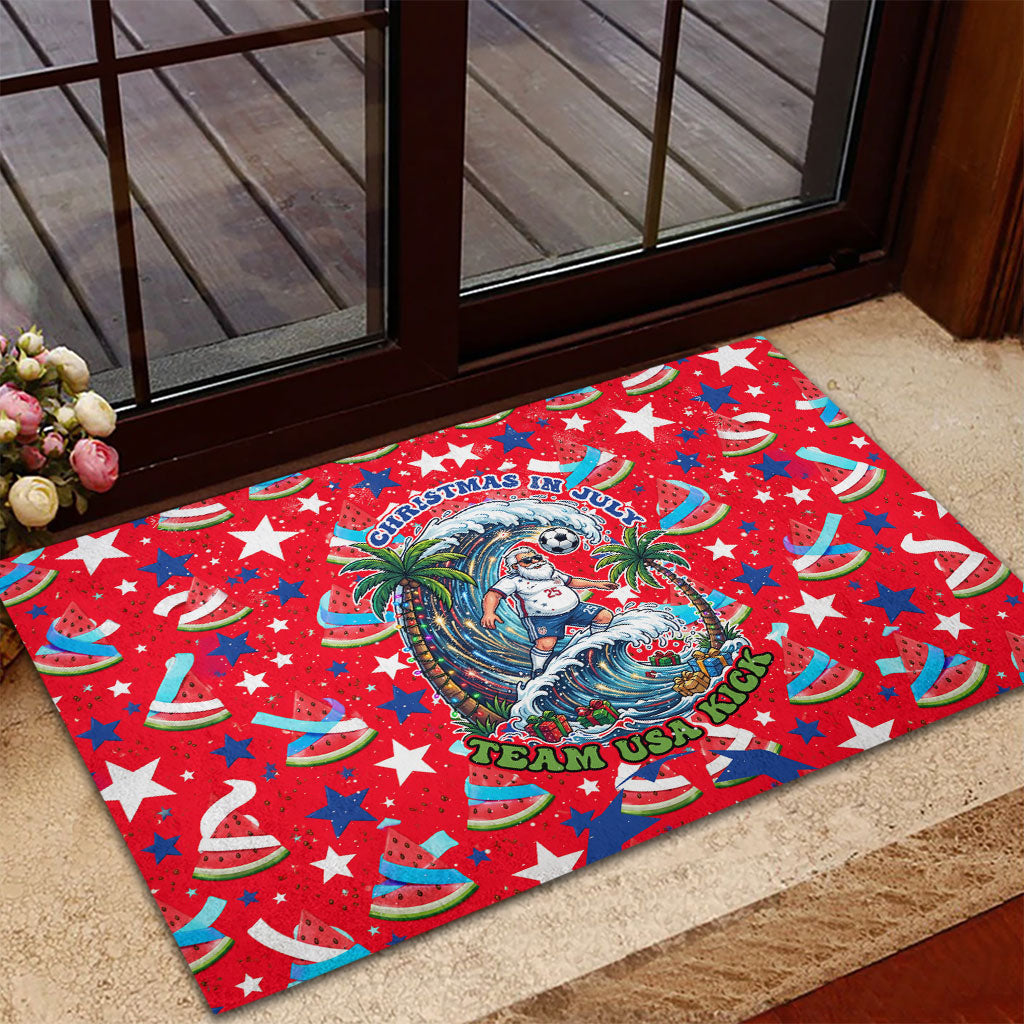 Christmas In July USA Soccer Rubber Doormat Surfing Santa Flamingo Summer Watermelon