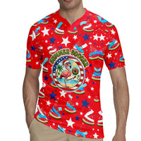 Christmas In July USA Soccer Rugby Jersey Surfing Santa Flamingo Summer Watermelon