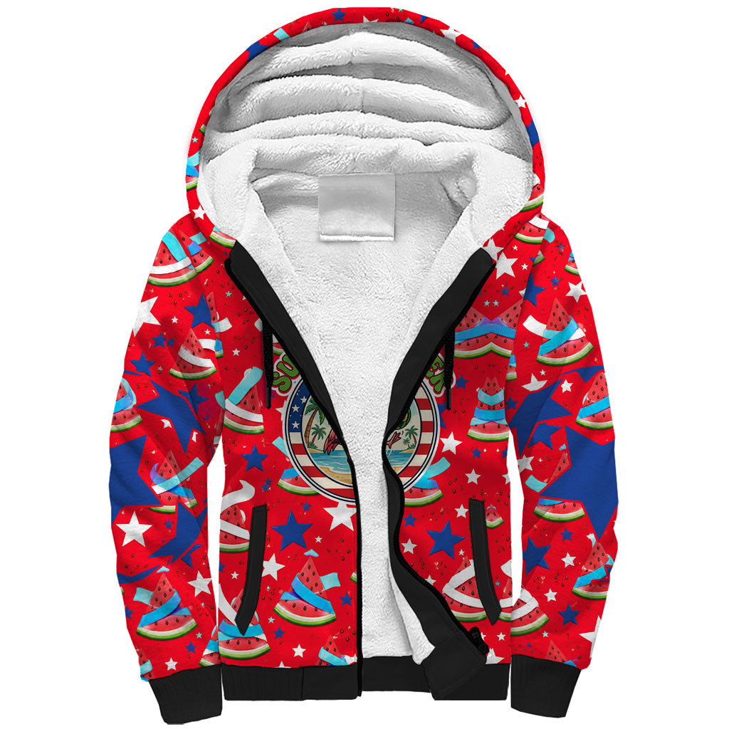 Christmas In July USA Soccer Sherpa Hoodie Surfing Santa Flamingo Summer Watermelon