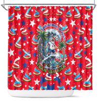 Christmas In July USA Soccer Shower Curtain Surfing Santa Flamingo Summer Watermelon