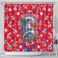 Christmas In July USA Soccer Shower Curtain Surfing Santa Flamingo Summer Watermelon