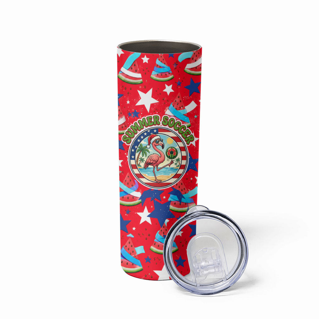 Christmas In July USA Soccer Skinny Tumbler Surfing Santa Flamingo Summer Watermelon