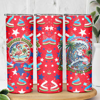Christmas In July USA Soccer Skinny Tumbler Surfing Santa Flamingo Summer Watermelon